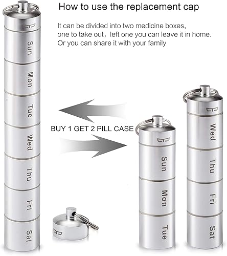 Miniatura 3 de Pastillero semanal para pastilleros, pastillero de 7 días, elegante resistente al aplastamiento, 7 compartimentos, dispensador de medicamentos,