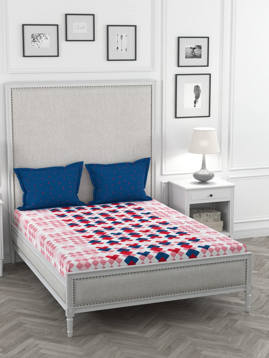 Portico New York Vienna Cotton Abstract Print Multicolour King Size Bedsheet