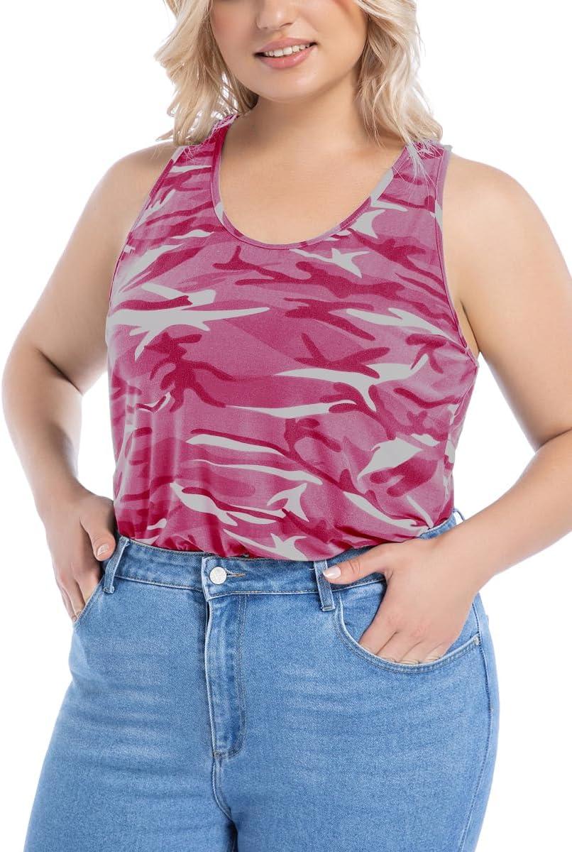 Womens Plus Size Tops Cute Sleeveless Shirts Racerback Basic Tank Tops