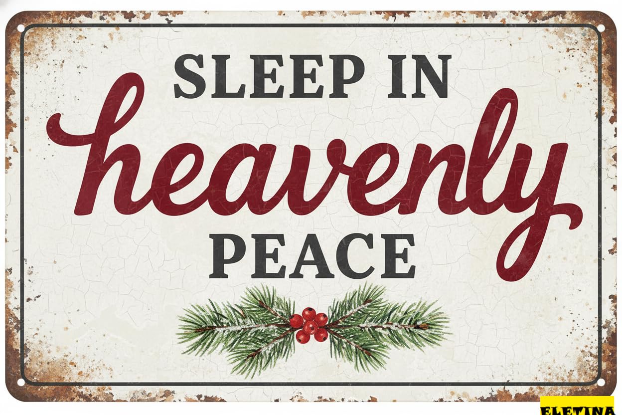 Vintage Metal Tin Sign S Funny Sleep In Heavenly Peace Christmas Retro Wall Decor Funny Decorations Home Cafes Office Store Pubs Club Plaque 8x12 Inch