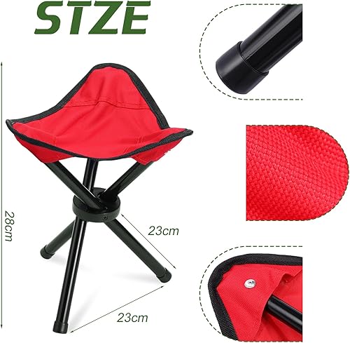 Miniatura 3 de Paquete de 3 taburetes plegables para camping, silla plegable portátil, silla de trípode para pesca, playa, picnic, al aire libre, jardinería y