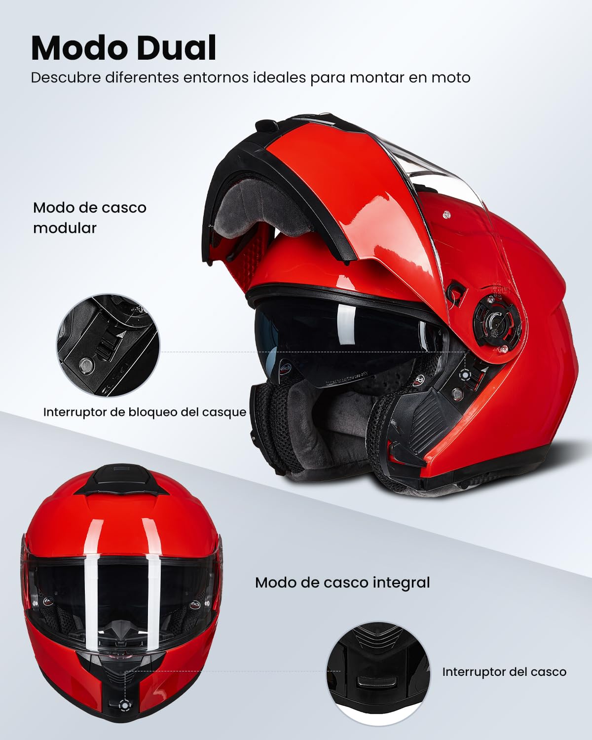 ILM Casco Moto Hombre Mujer Modular Homologado ECE22.06 Modelo 159