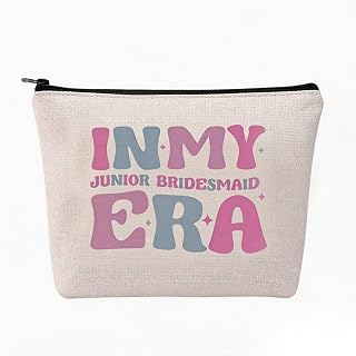 5 Pcs Bridesmaid Proposal Gifts Set Makeup Bag,Junior Bridesmaid Bachelorette Gifts,for Wedding Day with Canvas Cosmetic Bag Bridesmaid Mini Brush Heart Sunglasses Hair Claw Clips Scrunchies (Bag)