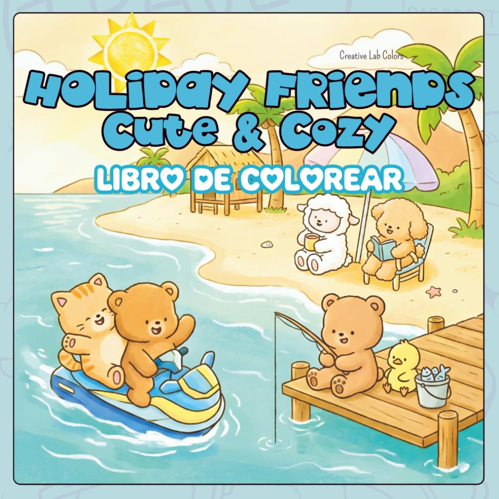 Friends' Holiday Cute & Cozy - Sencillo y Relajante para Todas las Edades: Libro de Colorear Bold and Easy para Niños y Adultos: Ilustraciones ... Líneas Gruesas y Grandes para un Relax Total