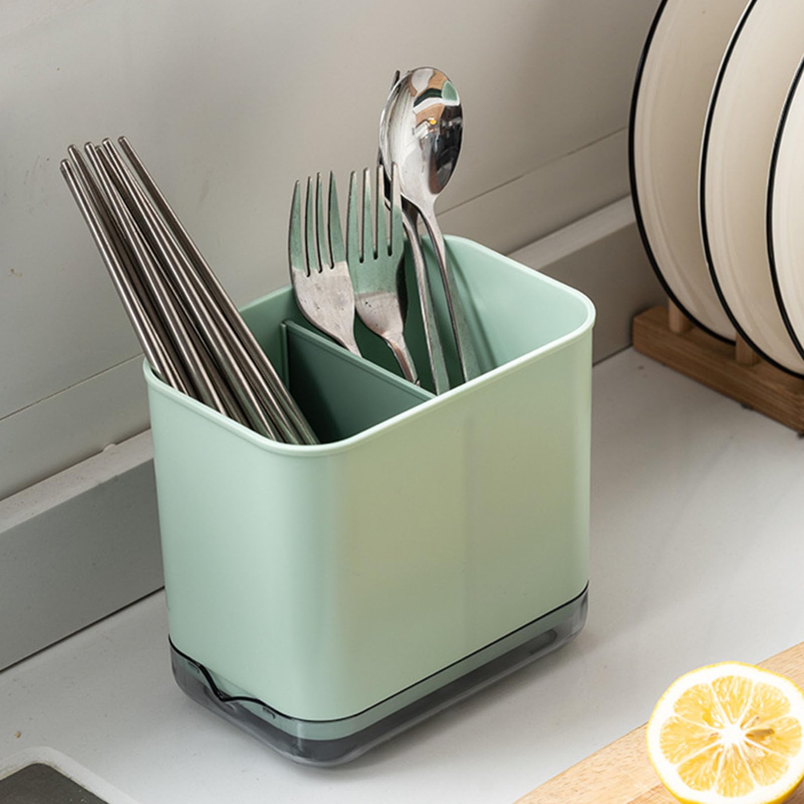 Soporte de palomado de plástico, portavasos para cubiertos de cubiertos creativos. (Verde)