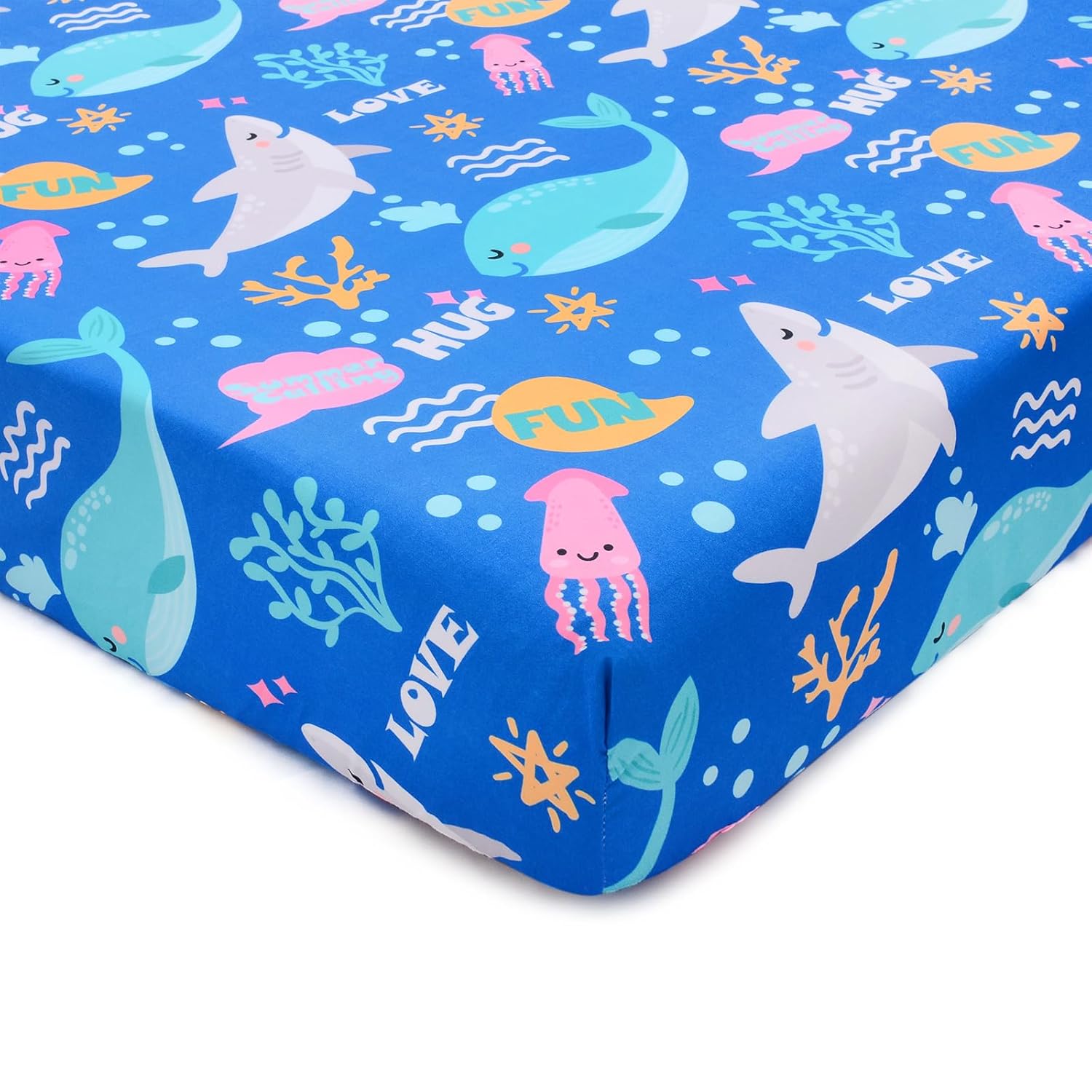 Cloele Ocean Fitted Crib Sheet for Boys Girls 1 Pack Shark
