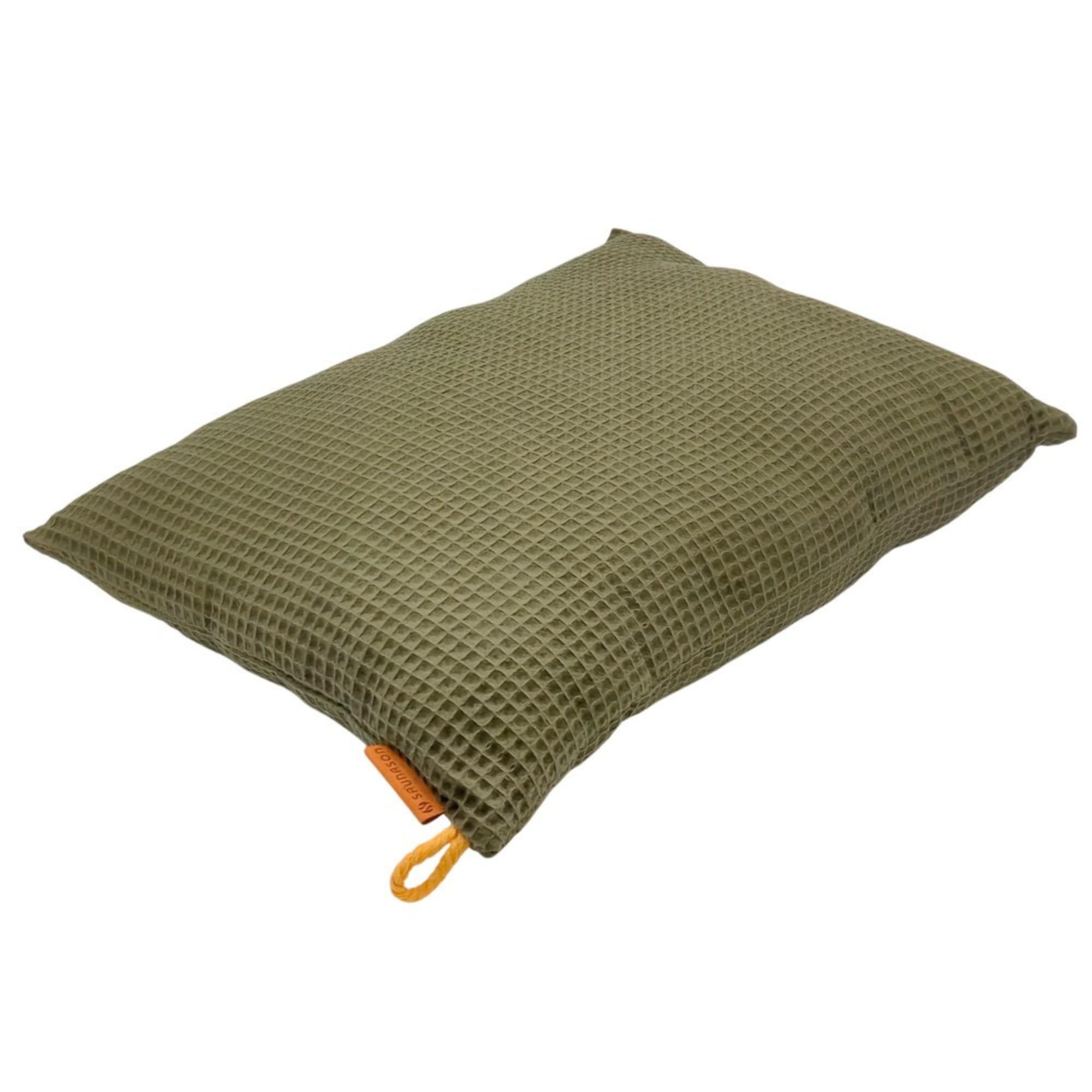 Saunakissen 45×35 cm – 100% Baumwolle – Öko-Tex – handgemacht in Estland – Saunason (Grün)