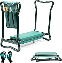 Crystals Garden Kneeler Seat with Handles and Tool Bag - Multi-Use 2 in 1 Foldable EVA Foam Padded Portable Lightweight Gardening Kneeler Stool for Garden