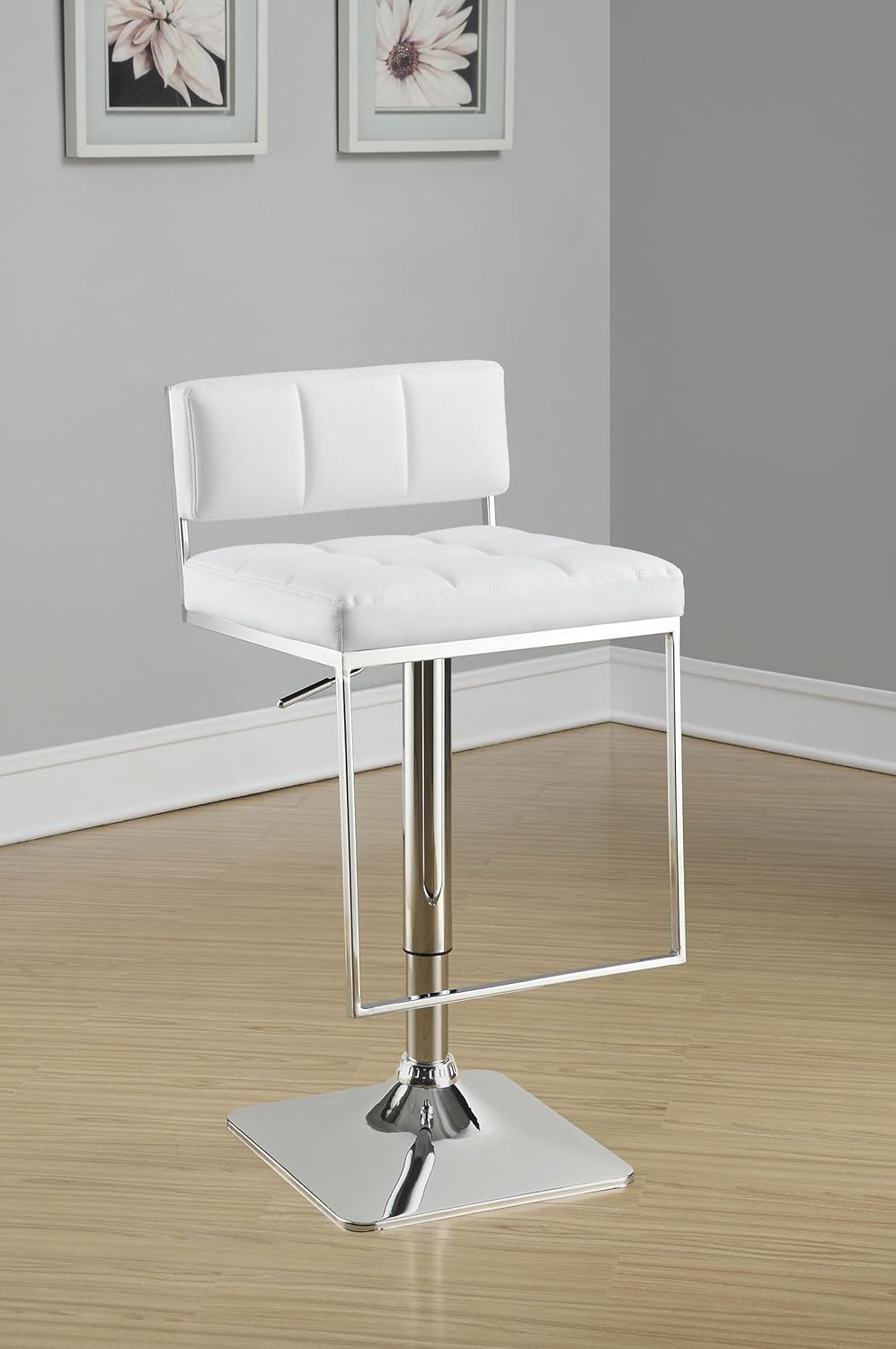 Coaster Home Furnishings - Alameda - Adjustable Bar Stool with White Upholstery and Chrome Base - Contemporary - Dining Room & Kitchen - White & Chrome - 100193
