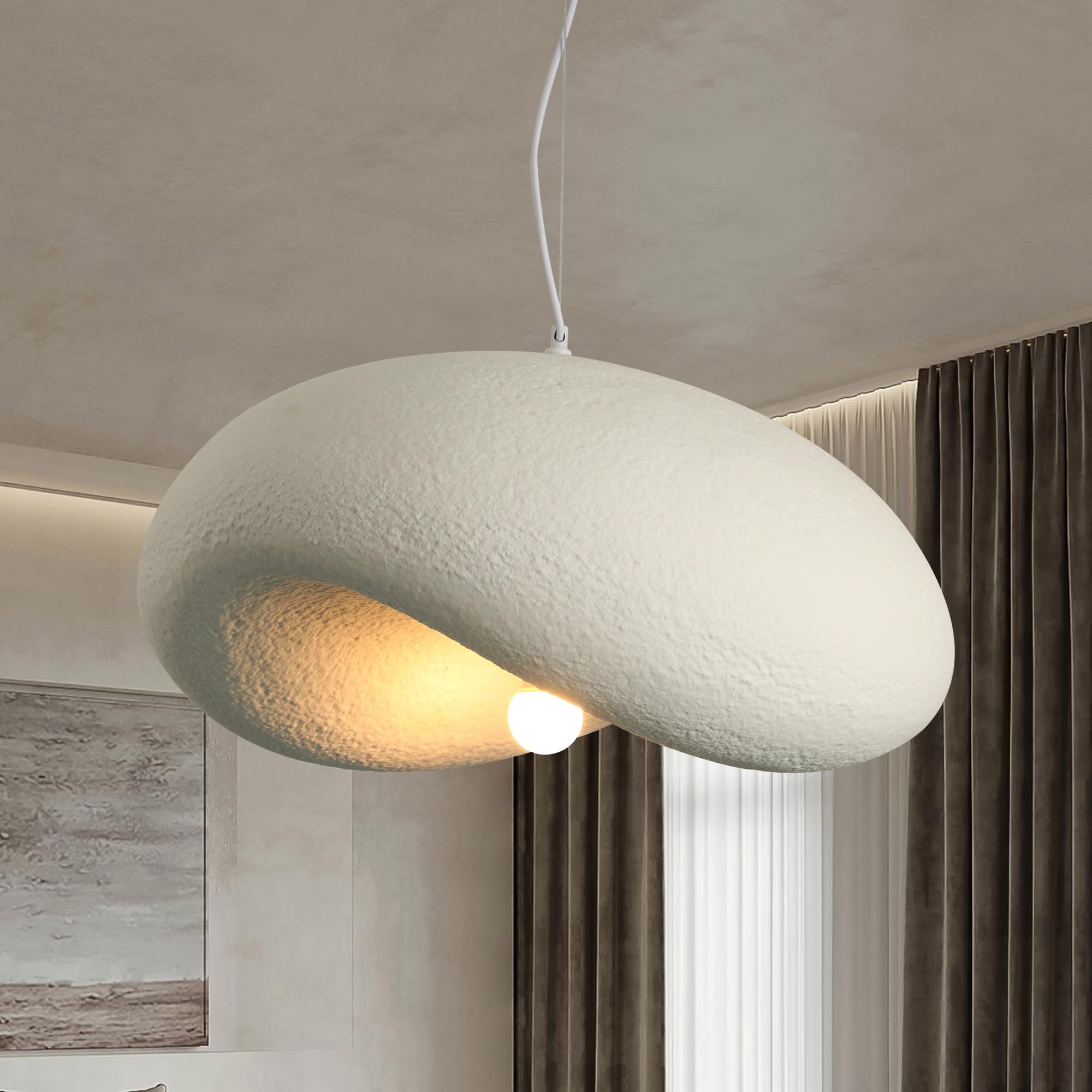 HvKvHvY Modern Cloud Lamp Chandelier,Japanese Wabi-Sabi Style Chandelier, E27 Hat Shape Lampshades for Ceiling Lights,60Cm White Pendant Light for Dining Room Kitchen Island Dining Room Bedroom
