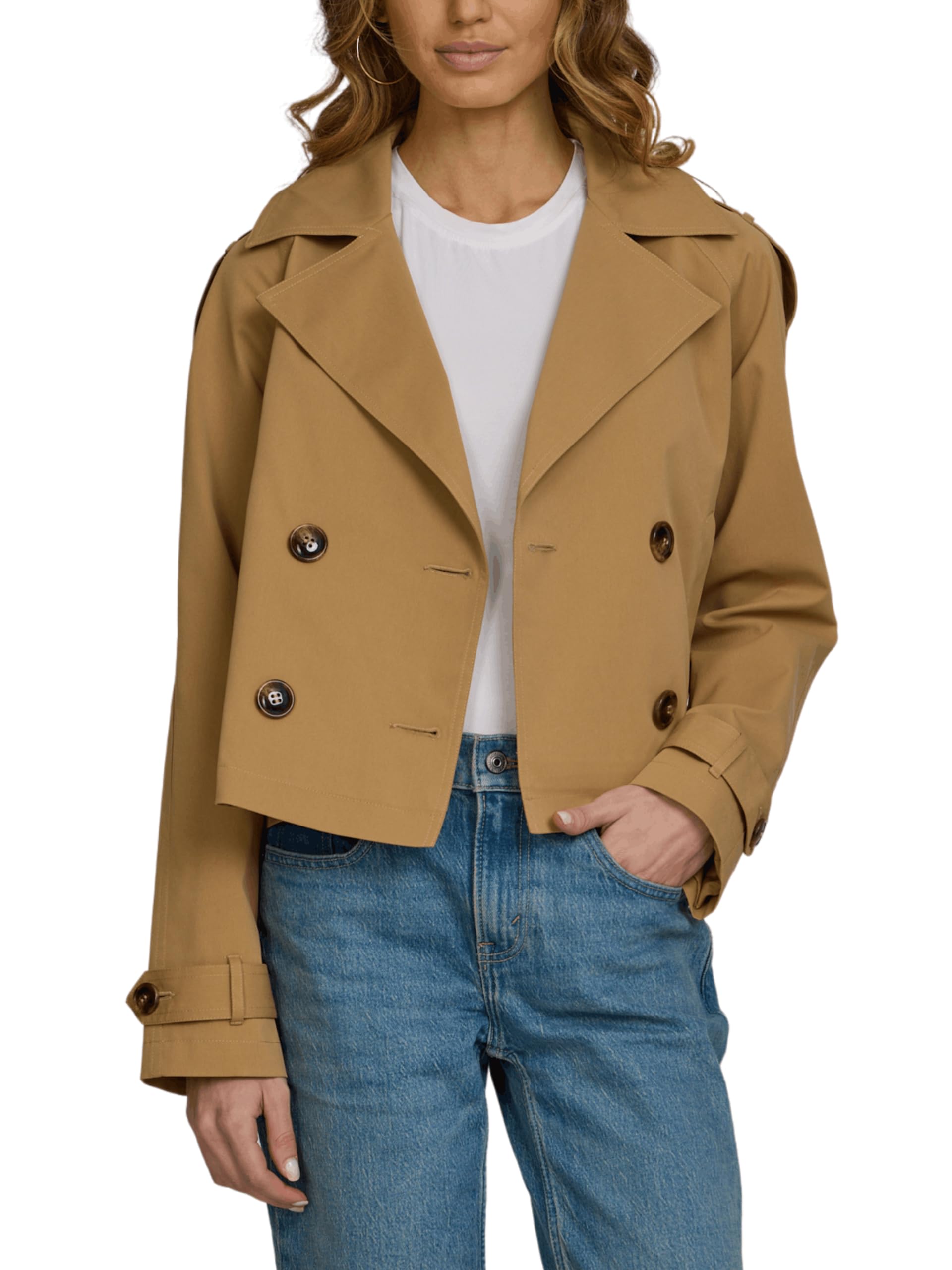 Steve Madden Cropped Lapel Trench Coat Spring Jackets for Women Womens Lightweight Work Jackets
