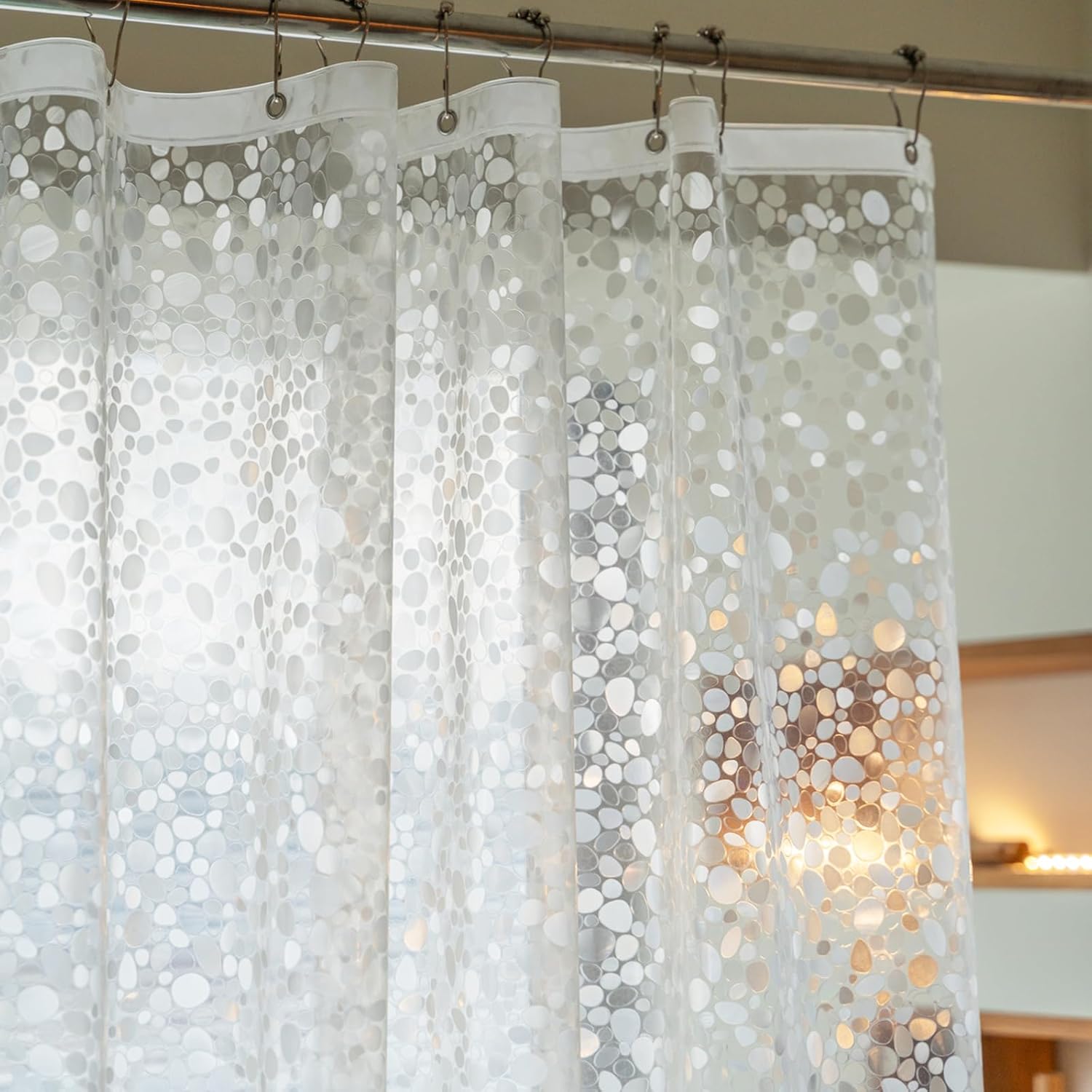 Stall Shower Curtain Liner 36 x 72 inch, EVA Weighted Bathroom Shower Liner with 2 Strong Magnets, Heavy Duty,Pebble (36" W X 72" H)