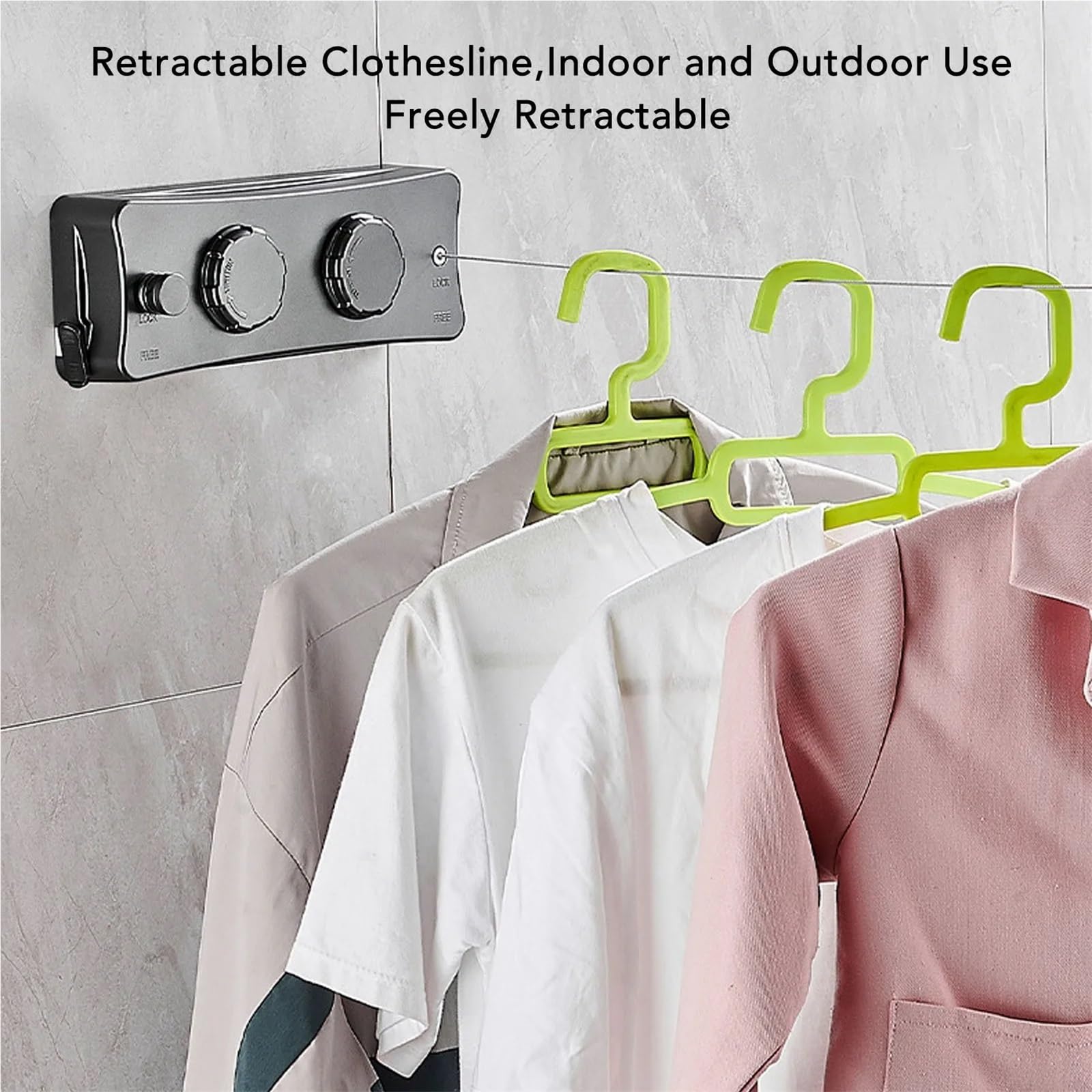 Corde à Linge rétractable d'intérieur, Double Corde Murale for séchage de vêtements, Ligne for Balcon et Salle Bain pour Le Linge