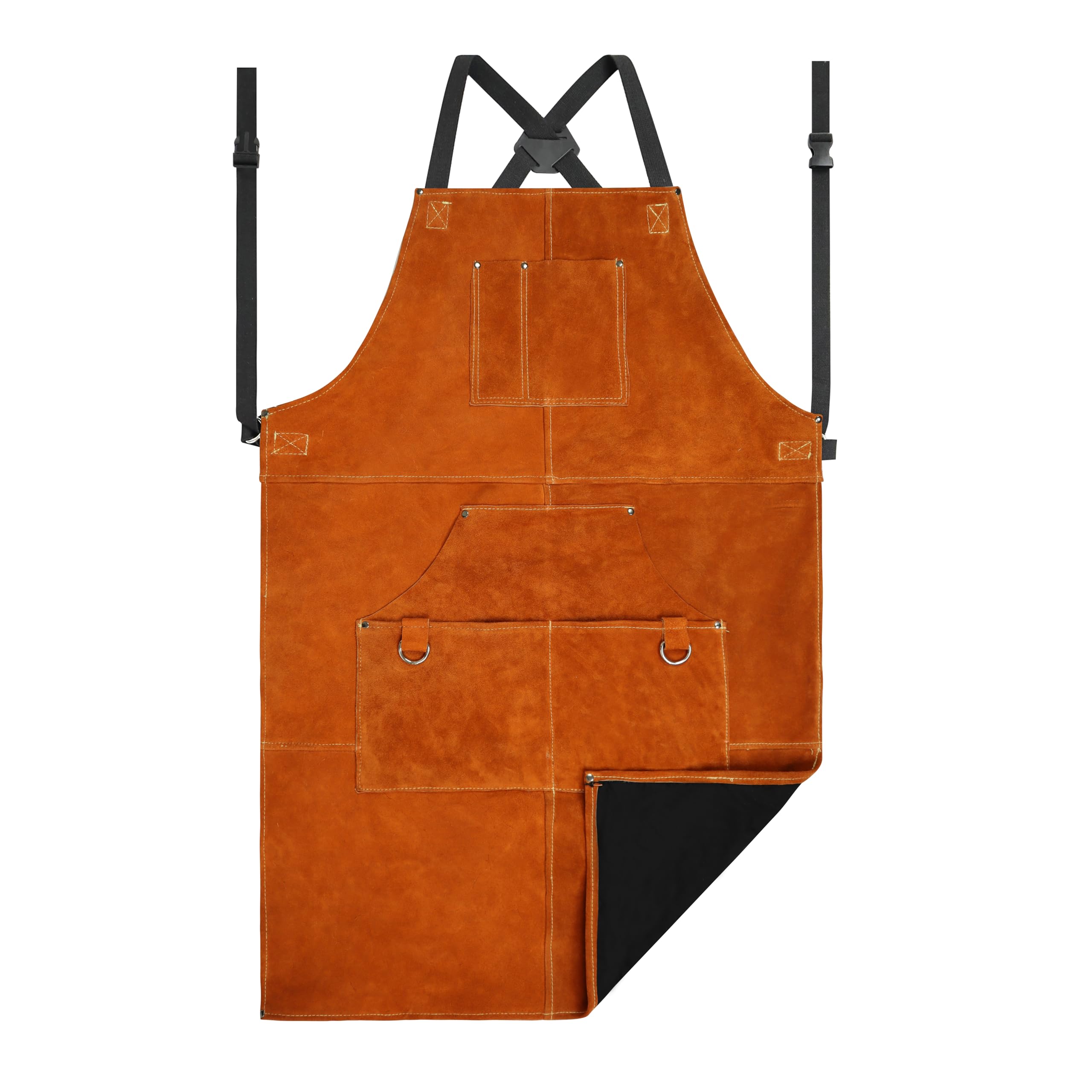 Mandil De Cuero Para Soldador Delantal De Soldador Con Bolsillos