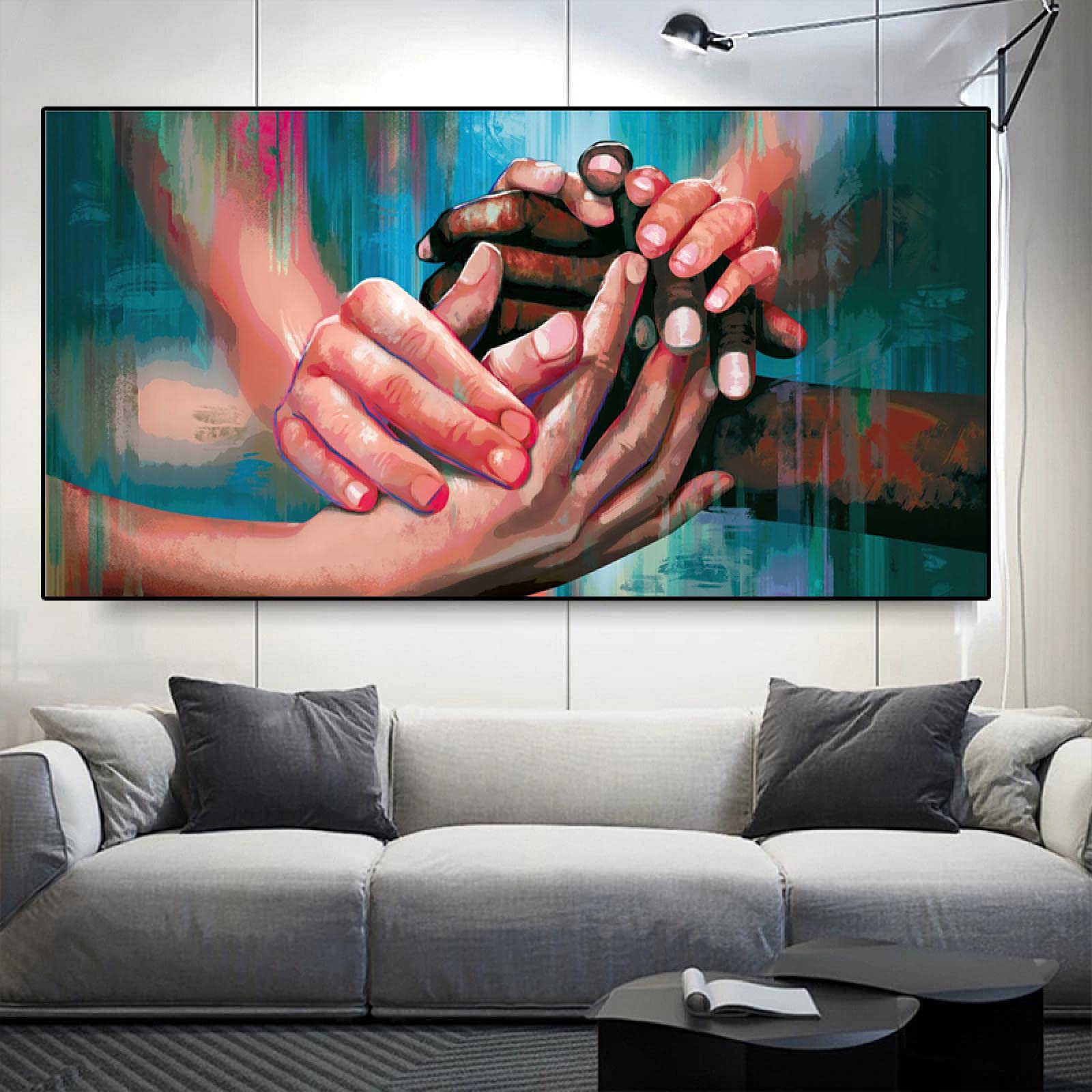 Amazon.co.jp: 抽象的な水彩画手壁アートキャンバス絵画連帯シェイク
