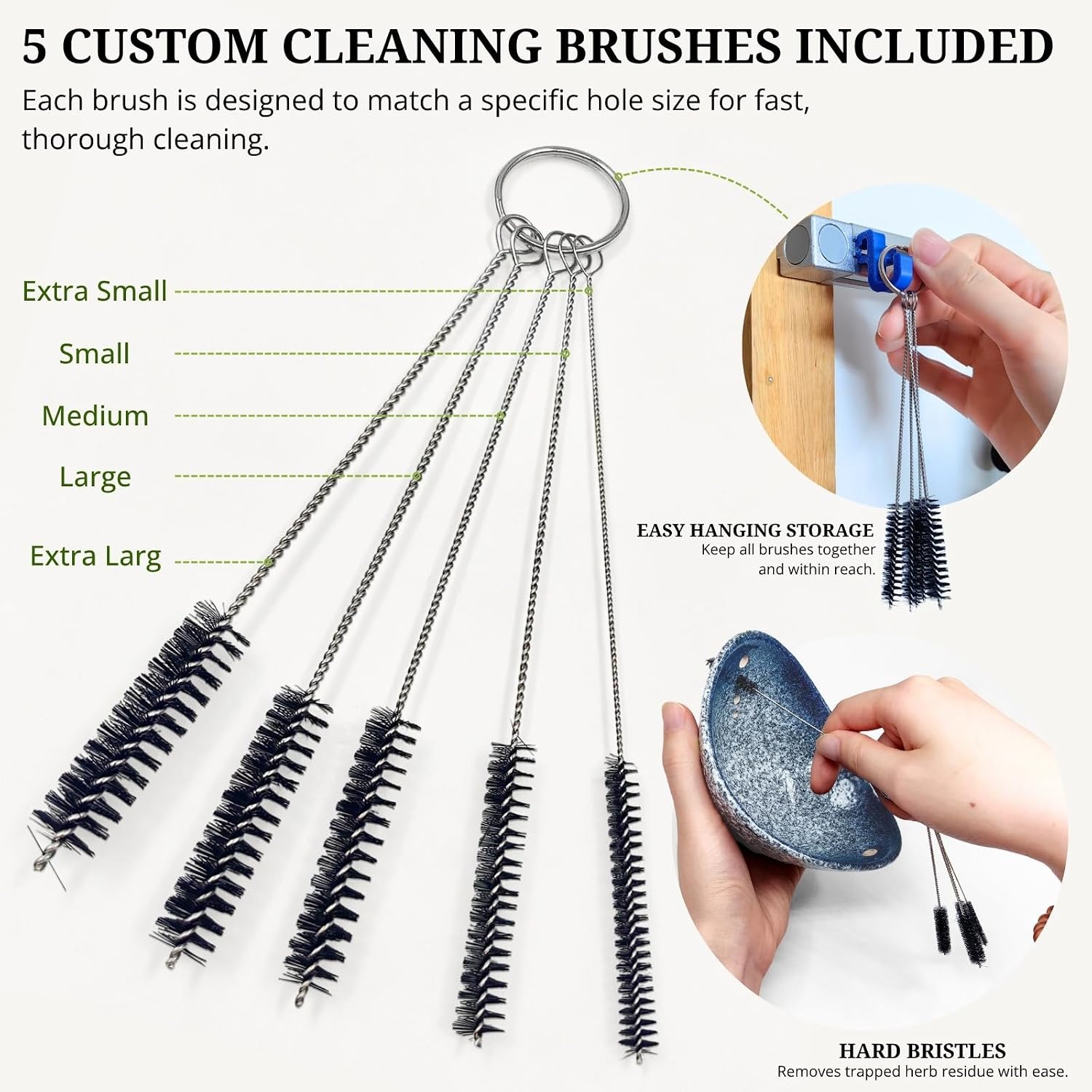 Ceramic Herb Stripper Bowl - 2-in-1 Cilantro & Rosemary Leaf Remover with Multi-Sized Holes, Cleaning Brushes & Black Gift Box (Blue - Midnight Blue)