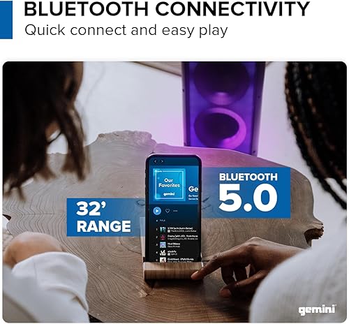 Miniatura 3 de Gemini - Altavoz Bluetooth para fiestas de 800 W con luces LED, woofers duales de 6.5 pulgadas, entradas de micrófono y guitarra, emparejamiento