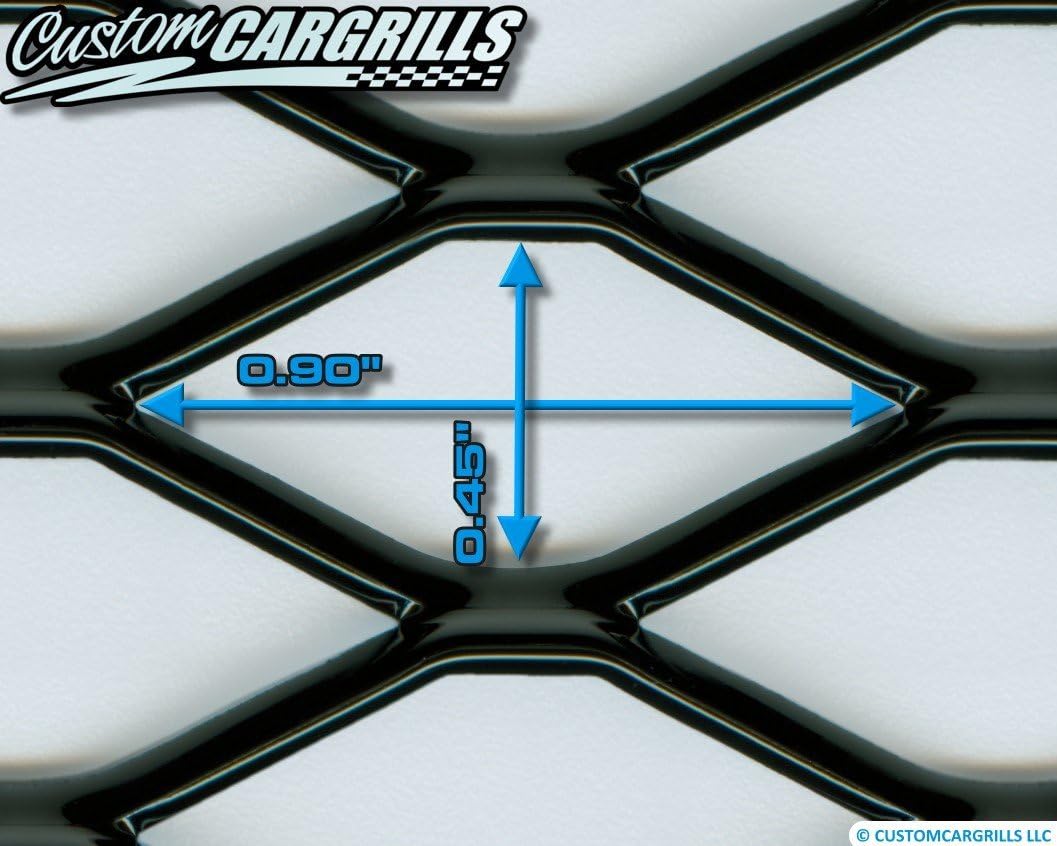 customcargrills 12"x48" Diamond XXL Grill Mesh Sheet - Gloss Black - Shipped Flat, 0.45 x 0.90 inch hole opening, 0.145" thick Aluminum, powder coated, Made in USA