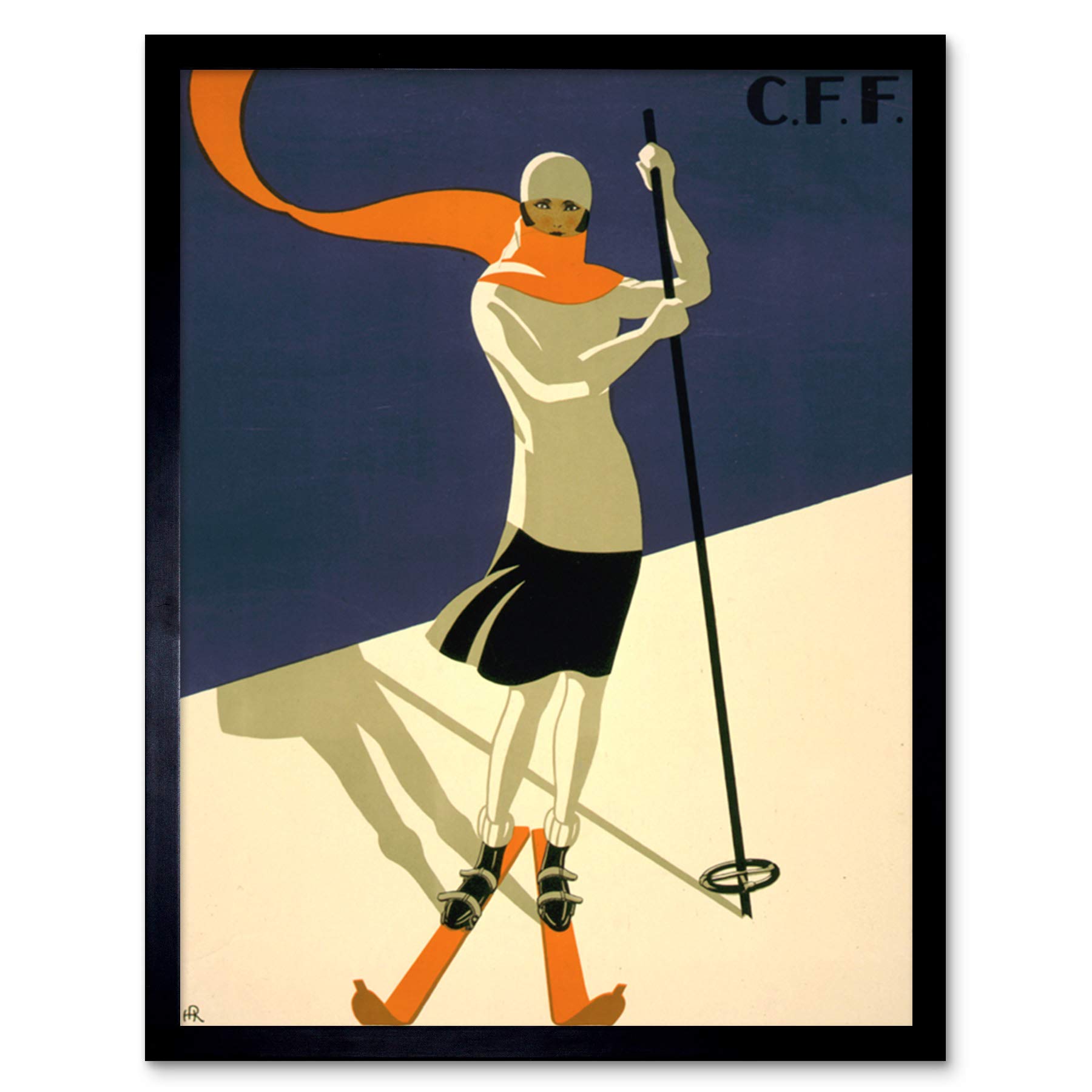 Wee Blue Coo St Croix Switzerland Alpine Ski Art Print Framed Poster Wall Decor 12x16 inch