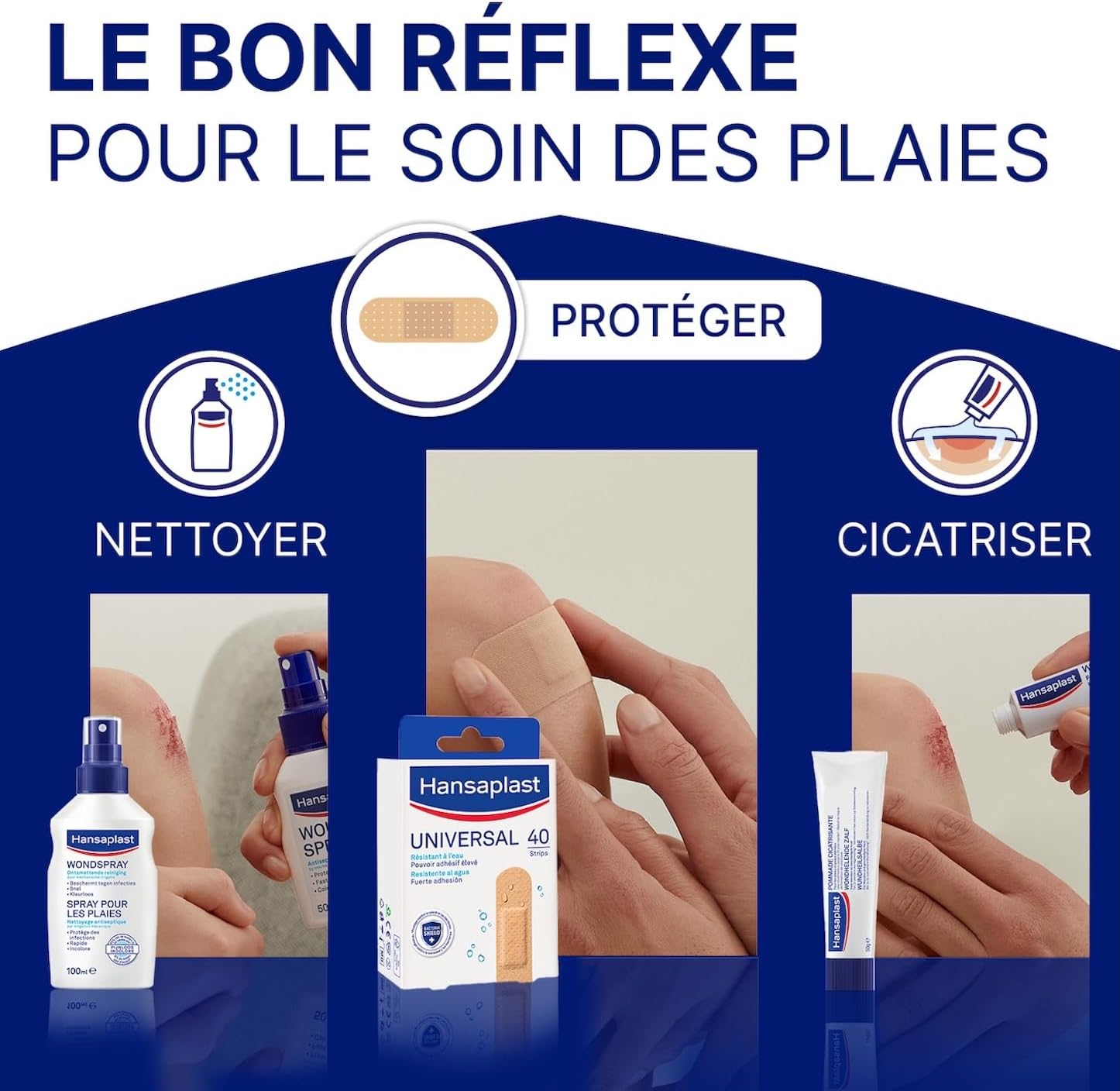 HANSAPLAST UNIVERSAL - Pansements Prédécoupés - Résistants à l'Eau et à la Poussière - Pansements Couleur Chair - 40 Pansements Taille Moyenne — vue 4