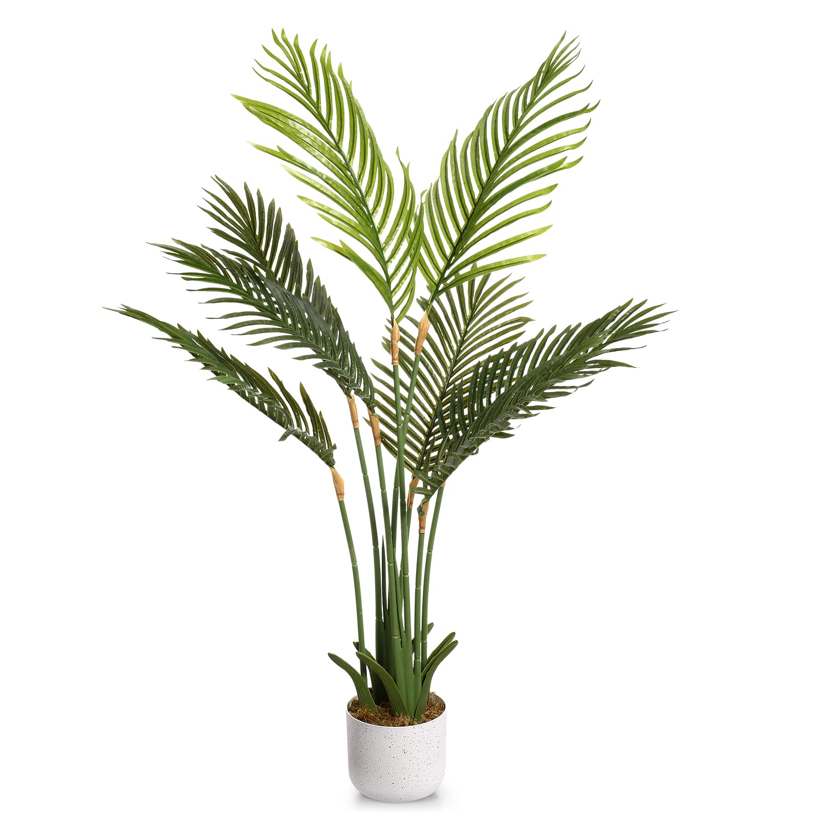 Garveehome 110 Palmera Areca Planta Artificial De Palma De Areca, 105/110 Cm, Planta Artificial Alta Para Interiores, Con Maceta Blanca