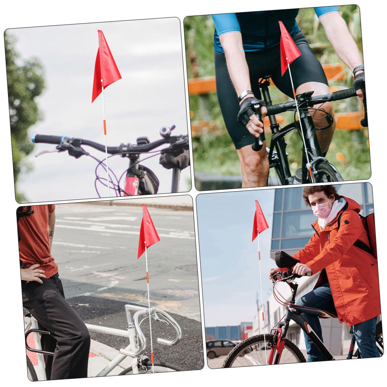 TOYANDONA 5 Piezas Banderín de Seguridad para Bicicleta con Mástil Bandera Portátil para Ciclismo Visible y de Instalar para Bicicletas Scooters y Motocicletas