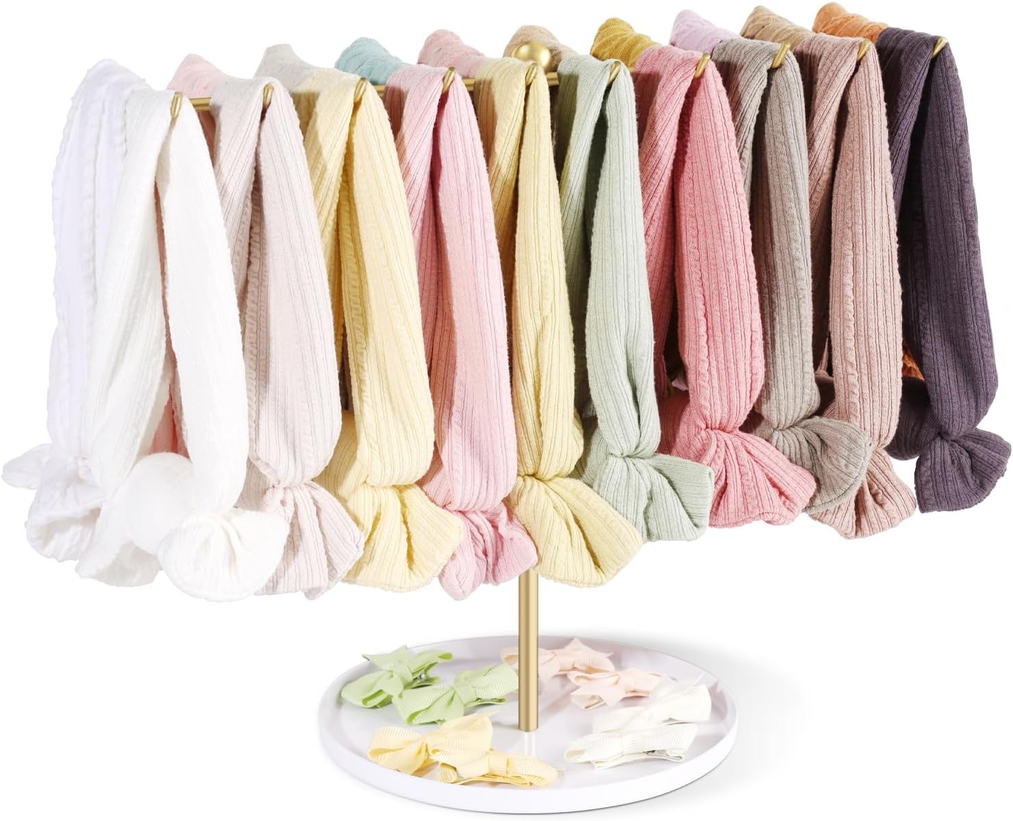 POVETIRE Baby Headband Holder Bow Organizer for Girs,Hair Ties Display Nylon Hairband Storage Head Wrap Stand Hair Accessories Organizer for Newborn Infant Toddler Kids