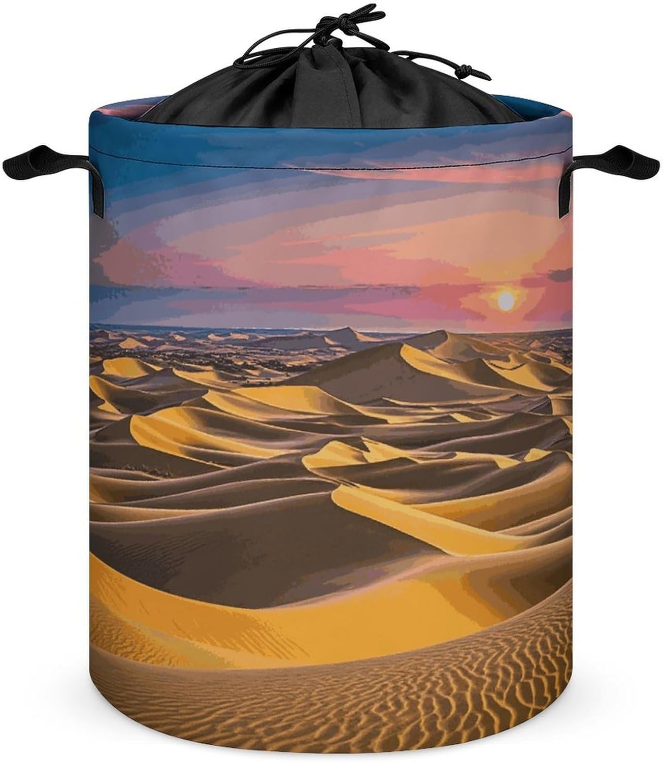 Desert Landscape Laundry Bag Large Collapsible Laundry Baskets Freestanding Waterproof Clothes Hamper with Handles & Drawstring for Laundry Room Bedroom Bathroom