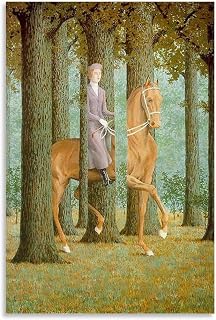 The Blank Signature by Rene Magritte Surrealist Art Print Equestrian Figure in Forest Scene Wall Art Home Decor Wall Art Hanging Picture Print Bedroom Decorative Paintings Room Aesthetic Unframe 08x12