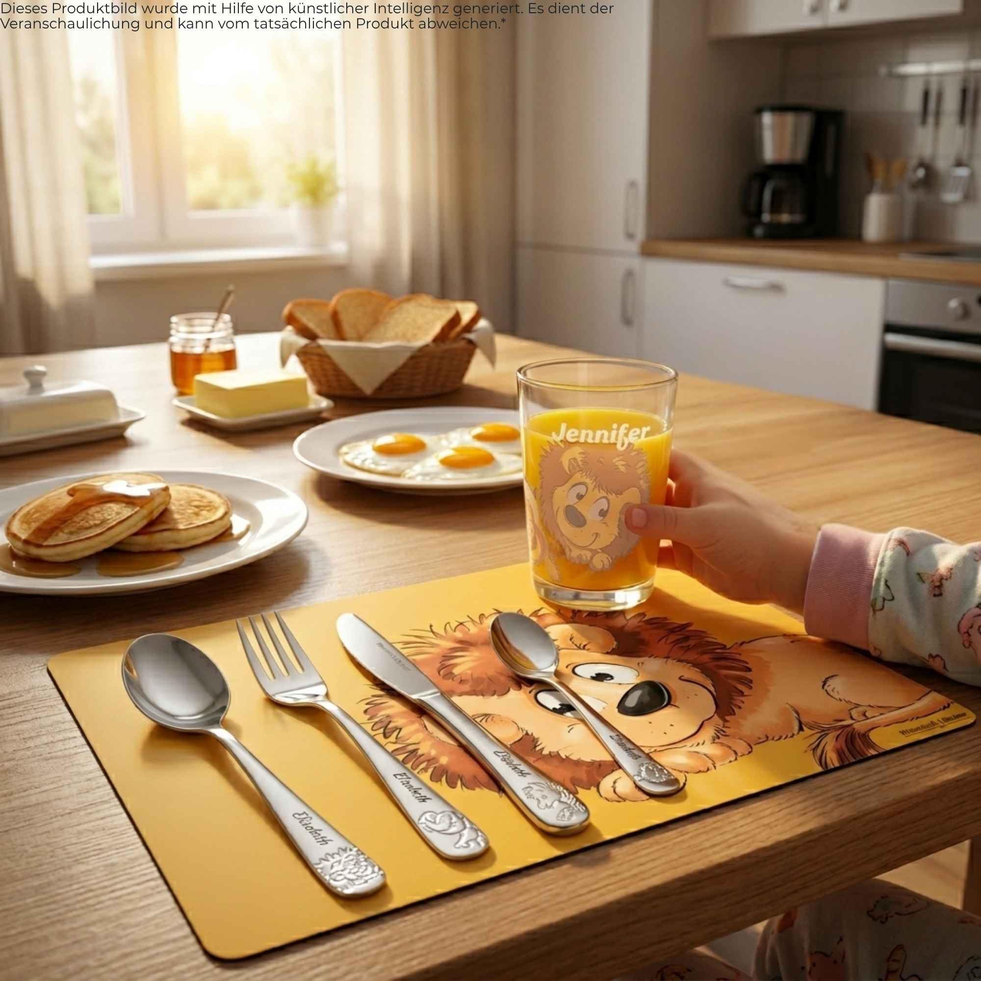 Ritzenhoff & Breker Kinderbesteck & Trinkglas-Set, Happy Zoo | Personalisiertes Set aus 3x Kinderbecher und Besteck mit Namen, Geschenk zur Taufe oder Geburtstag für Jungen & Mädchen