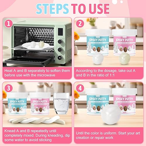 Miniatura 6 de Arcilla epoxi para esculpir, arcilla blanca 2 partes A y B compuesto de relleno Fuerza adhesiva fuerte Buena plasticidad para esculpir modelado