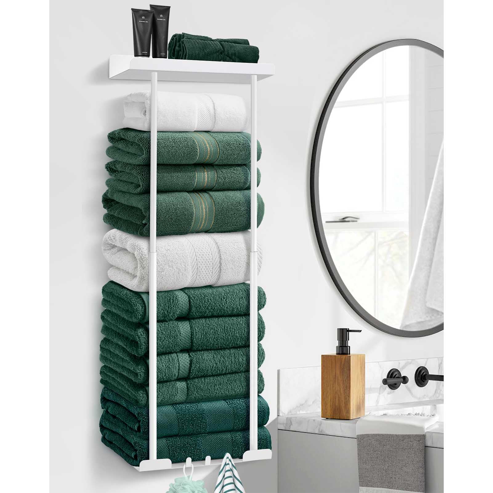 Wall-Mounted Towel Holder without Drilling – Bathroom Towel Holder with Hook – Suitable for Bathroom Towel Storage