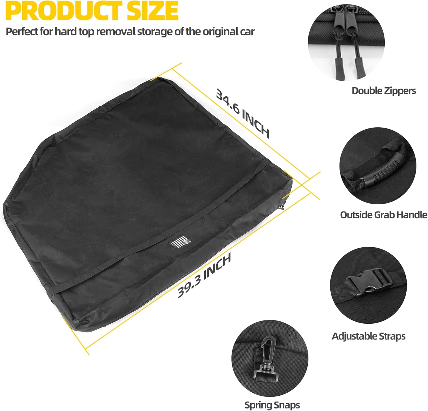 Freedom Panel Hard Top Storage Bag with Handle, Protective Padded Case Compatible with 2007-2025+ Jeep Wrangler JK JLU JL JKU Gladiator JT, Heavy Duty Hardtop Storage for Rubicon Sahara