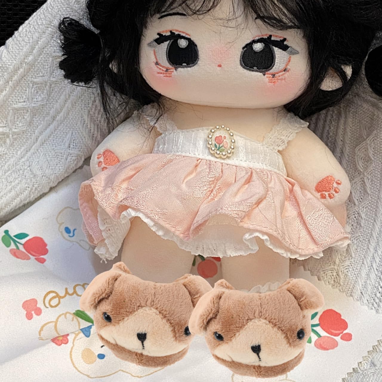 FRCOLOR Doll Shoes Plush Slippers Animal-themed Warm Winter Footwear for Dolls Cute Cartoon Design Dressing Accessories Dollhouse Pretend Play Supplies - Image 2