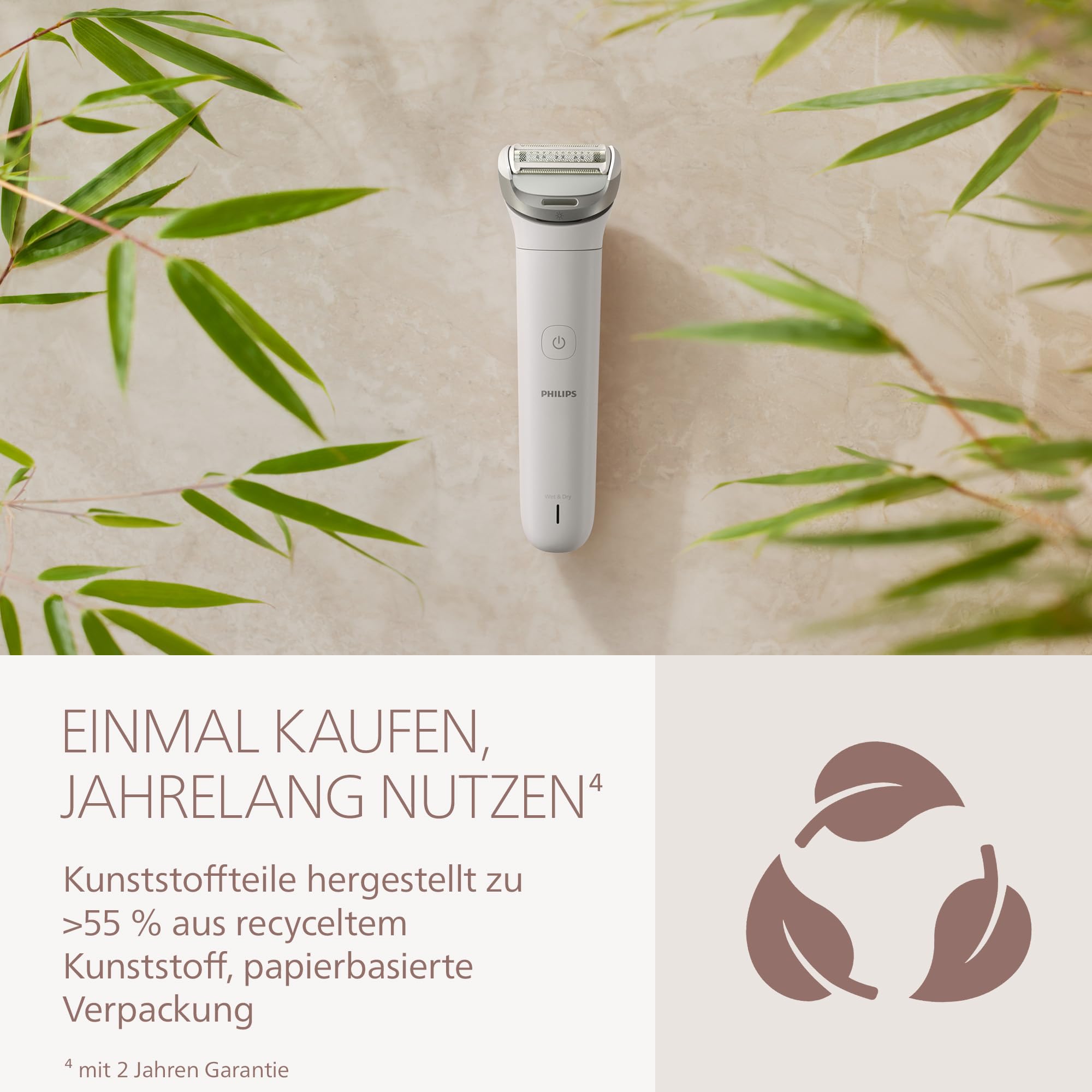 Philips Lady Shaver Series 8000 - kabelloser elektrischer Rasierer, nass und trocken, 3 Klingen, flexibler Scherkopf, LED-Licht, Gesicht/Beine/Körper/Bikinizone, 100 Min. Laufzeit, Modell BRL159/00