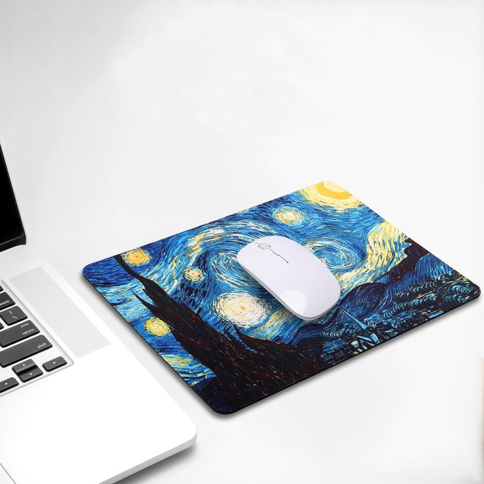 ELLENNE Tappetino per Mouse 240x200mm Superficie in Lycra Ultra-Liscia Antiscivolo lavabile Mousepad Ufficio Gaming