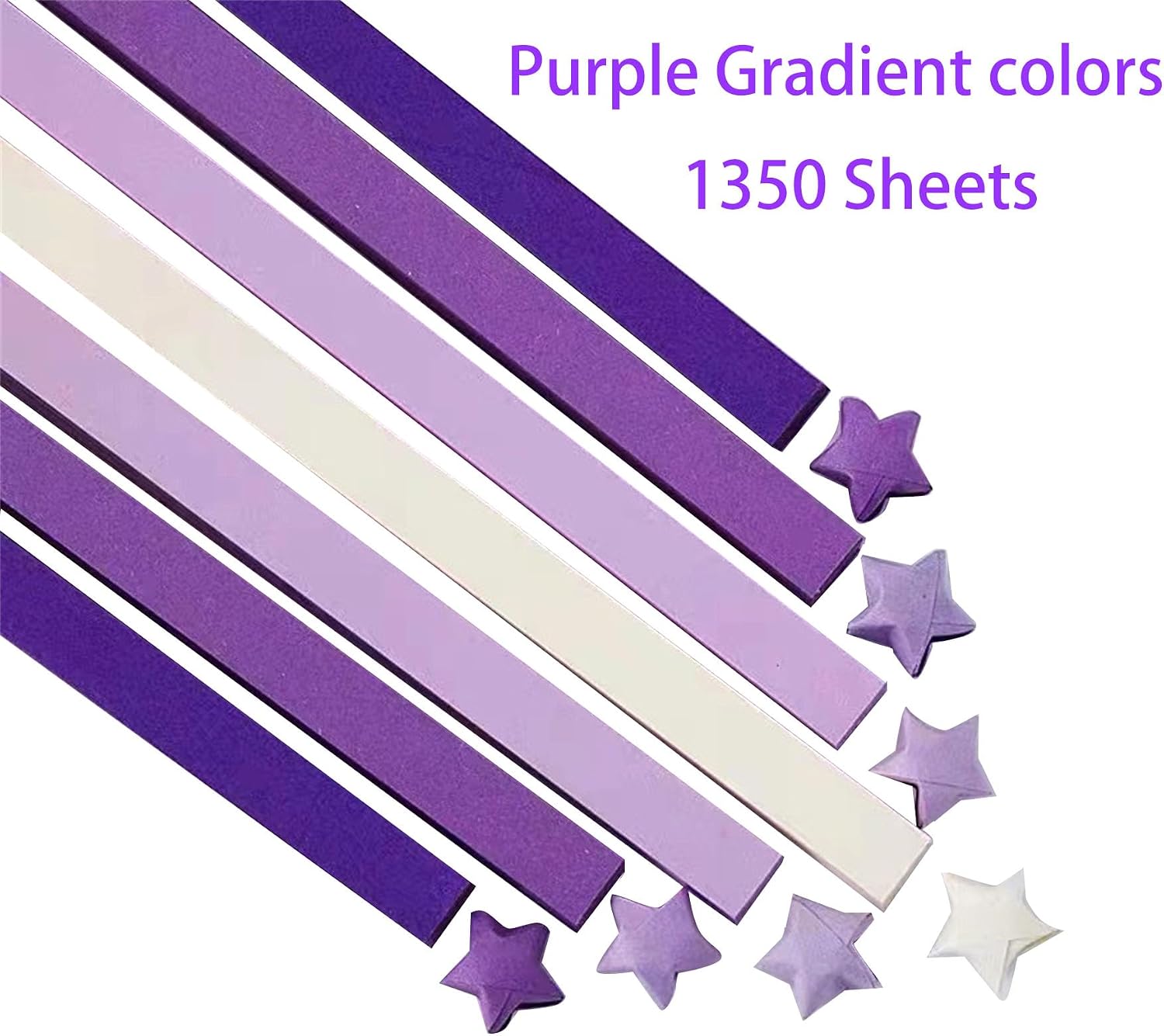 1350 sheets Origami Star Paper Purple Gradient colors Strips Double Sided Lucky Star Decoration Folding Paper for DIY Hand Art Supplies (Purple Gradient colors-1350 sheets)