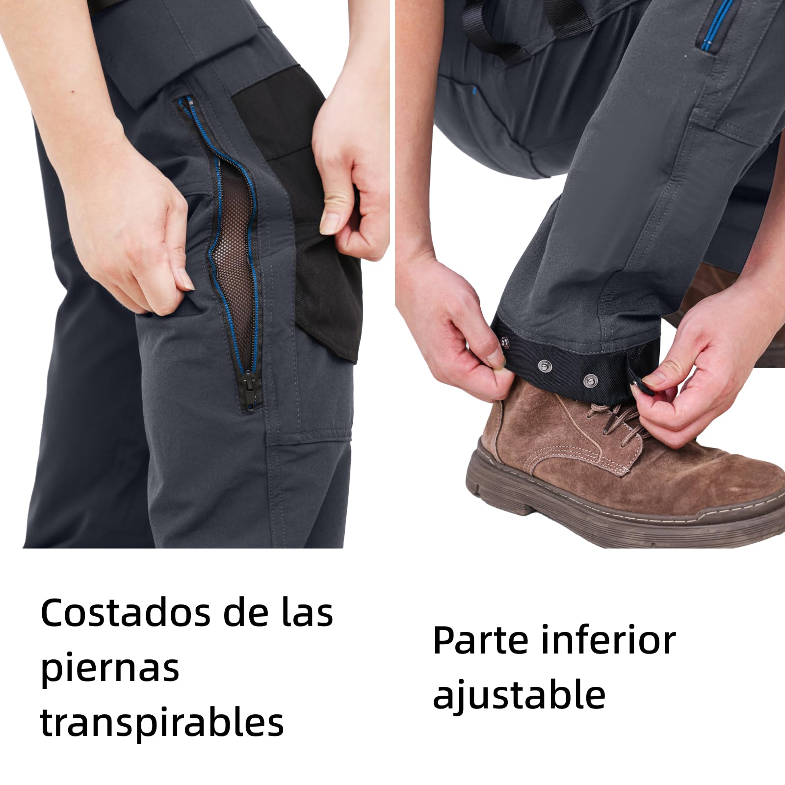 WORK IDEA Peto de trabajo para hombre con buena elasticidad, muchos bolsillos y uso parcial de tejido Cordura para una mayor resistencia a la abrasión, adecuado para diferentes entornos de trabajo.