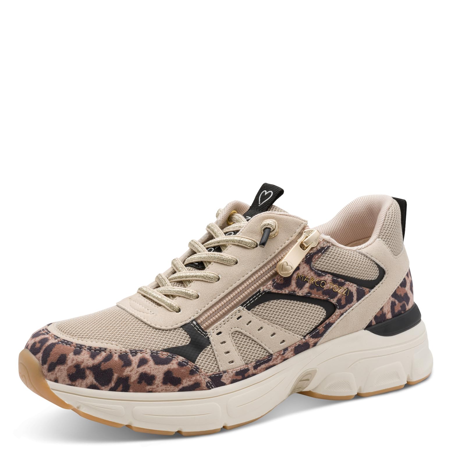 MARCO TOZZI Women's Sneaker Soft Feel Me Removable Footbed Soft Lining Modern, Beige (Leo Beige Comb), 7.5 UK
