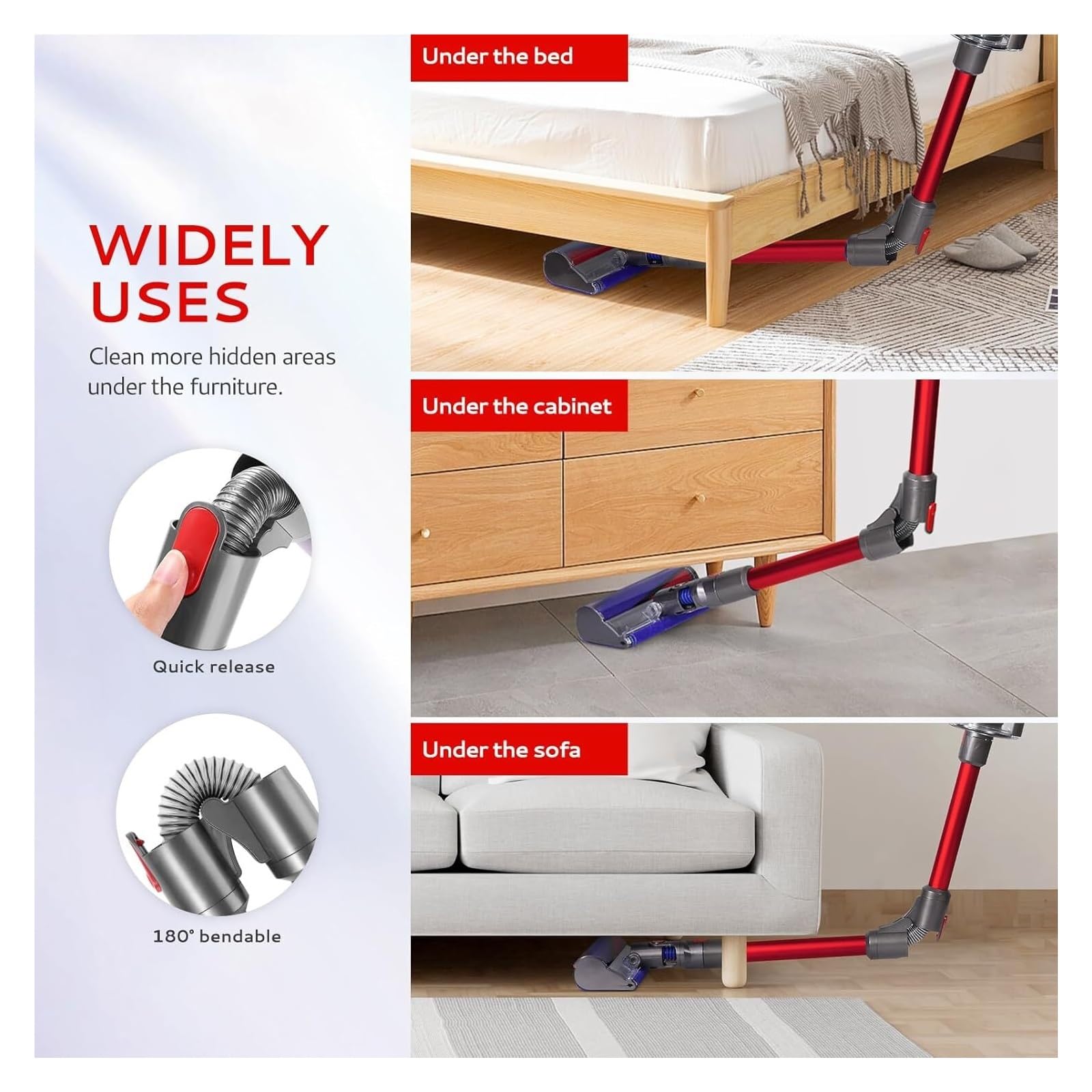 1 pezzo di tubo di prolunga for aspirapolvere, bacchetta di prolunga, compatibile con Dyson, V7 V8 V10 V11 V15 accessori for aspirapolvere senza fili, bacchetta di prolunga for aspirapolvere(Red)