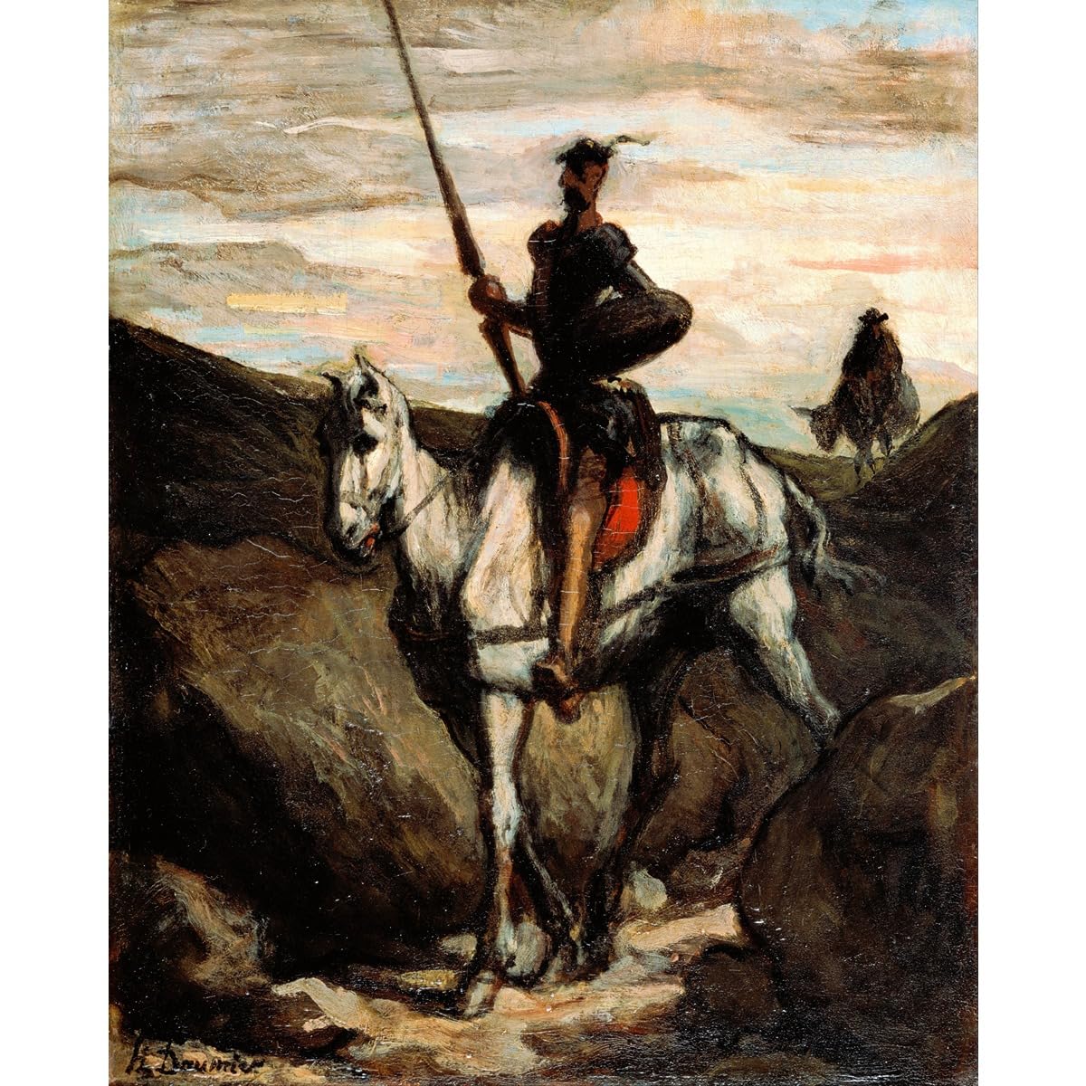 Impression haute définition Don Quichotte dans les montagnes d'Honore Daumier