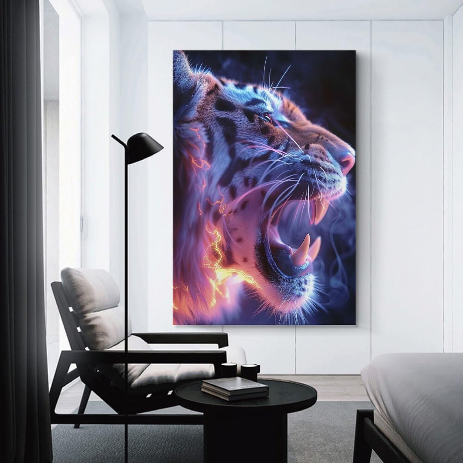 Junmoney Electric Tiger Roar Canvas Wall Decor, 20x30inch(50x75cm), for Office, Study Or Home Workspace, Wall Art That Adds Style to Work Areas