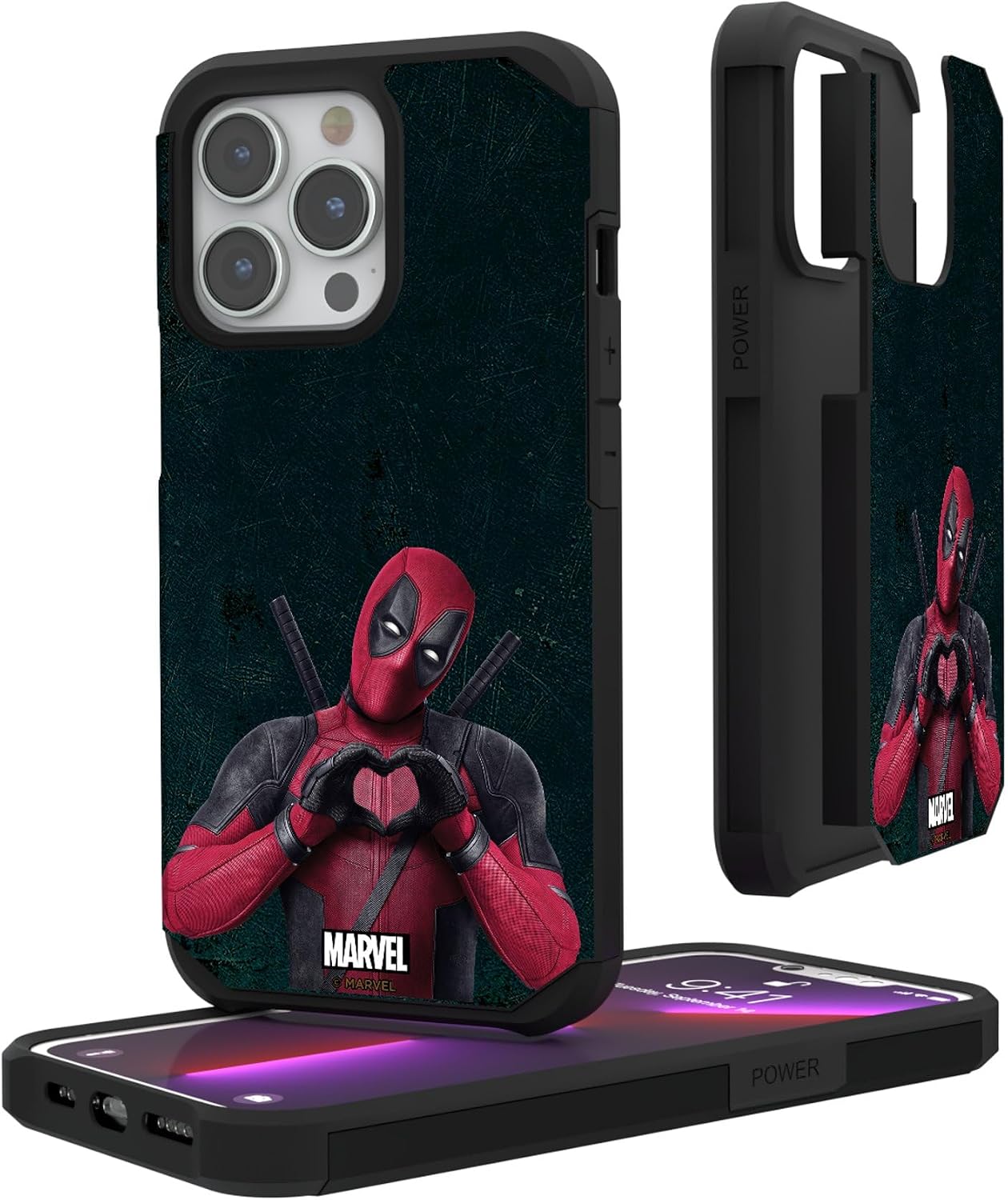 Keyscaper Marvel Deadpool Badge Rugged Cell Phone Case for iPhone 16 Plus