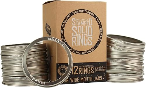 Miniatura 8 de Trellis + Co. Anillos de repuesto de acero inoxidable con sello de boca ancha para tarros de masón, duraderos y resistentes al óxido, para