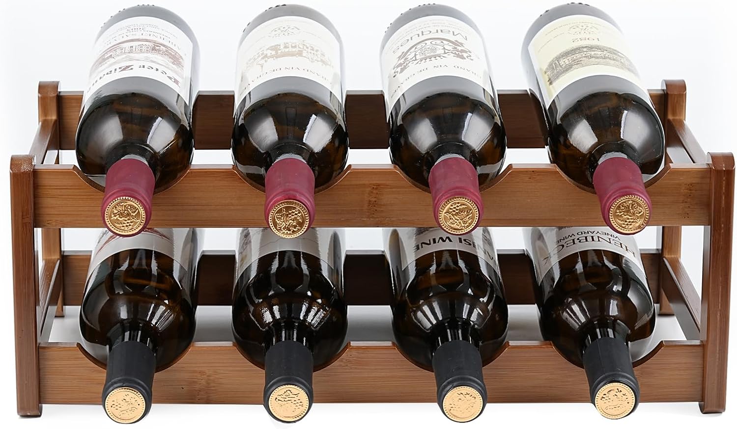 Wine Rack Storage,Bamboo Wine Racks Cabinet Shelf,4-Tier 16 Bottles Freestanding Wine Bottle Holder for Basement,Kitchen,Countertop