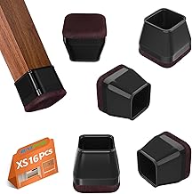 BAIPOK 16 Pieces Square Silicone Chair Leg Covers for Hardwood Floors, Furniture Leg Protectors, Chair Leg Pads with Felt Pads, Noise Free and No