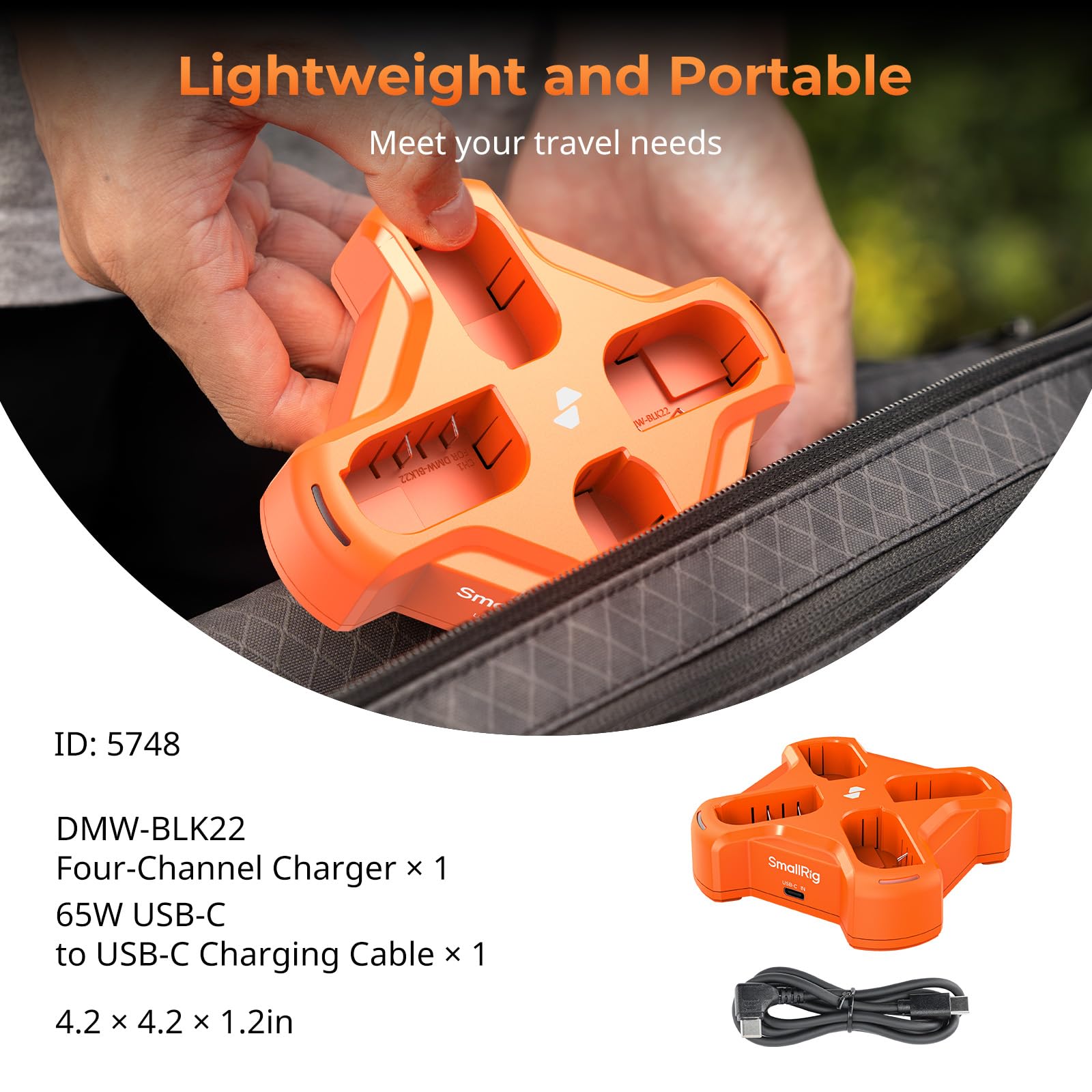SMALLRIG Caricabatterie DMW-BLK22 a 4 canali per Panasonic, ricarica rapida 3H PD45W, indicatore LED, compatibile con batterie per Panasonic Lumix GH5, GH5II, GH6, GH7, S5, S5II, S5IIX, S9, G9II-5748