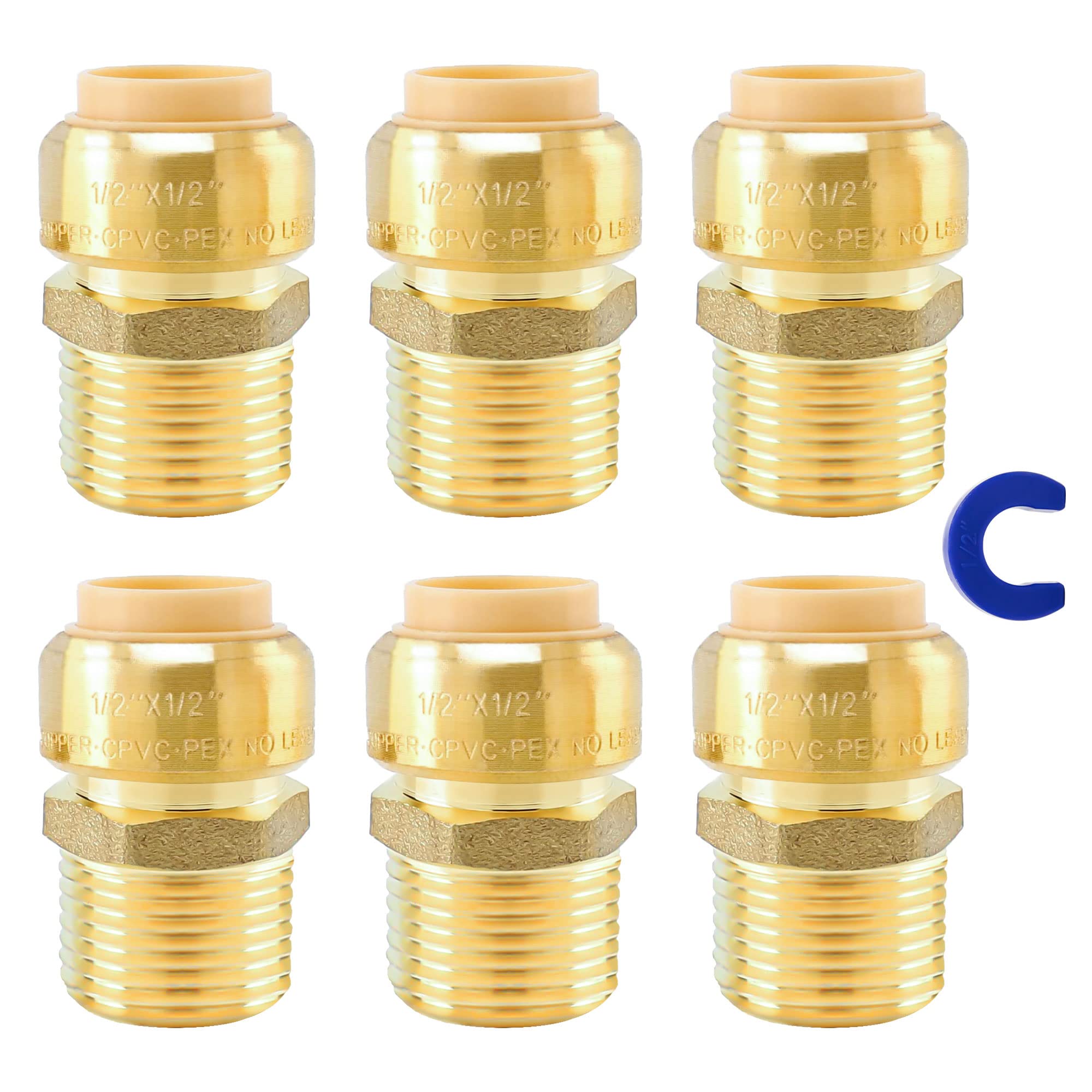 Buy VINTEX 1/2"MNPT x 1/2" Push Straight Plumbing Fitting, 1/2 Inch