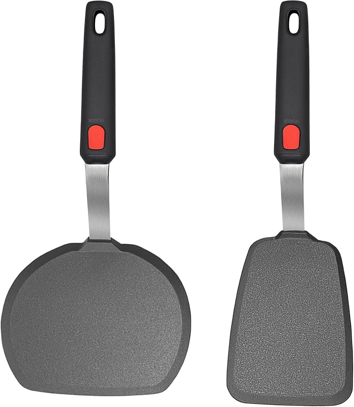 Espátula de silicona para panqueques de 2 piezas para huevos, panqueques, hamburguesas | Utensilios de cocina resistentes al calor de 600 °F para utensilios de cocina antiadherentes, espátulas de cocina grandes sin BPA, aptos para lavavajillas