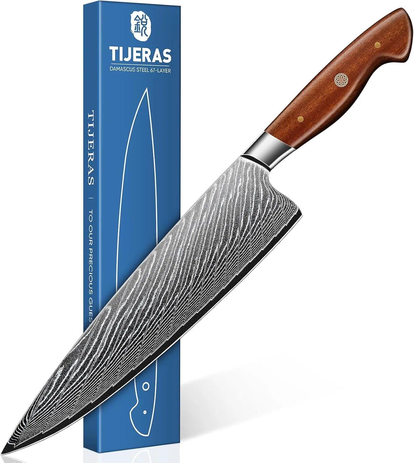 TIJERAS Damascus Chef Knife 9" - Sharp Professional Cooking